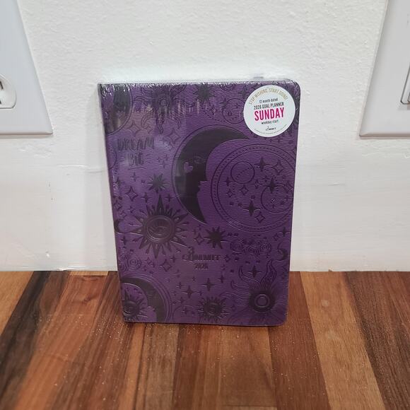 Commit30 Calendar Purple 12 Month Undated Fabric Softcover Stickers Sunday Start - Picture 1 of 9
